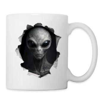 Alien Looking Out Of Shirt - Mug - white - Right