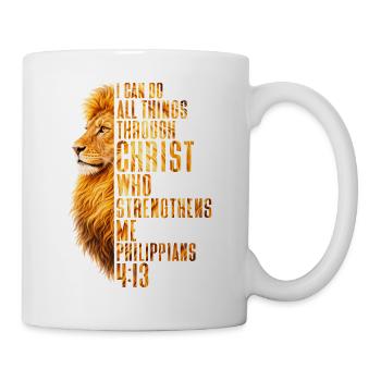 Je peux faire tout ce qui concerne Christ Sauveur Lion Christian - Mug blanc - blanc - Droite