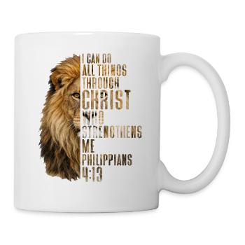 Je peux faire tout ce qui concerne Christ Sauveur Lion Christian - Mug blanc - blanc - Droite