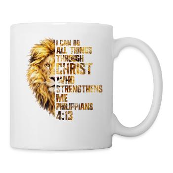 Je peux faire tout ce qui concerne Christ Sauveur Lion Christian - Mug blanc - blanc - Droite