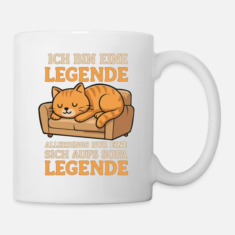 Sofa Legende Katze Lustiger Spruch - Tasse - Weiß