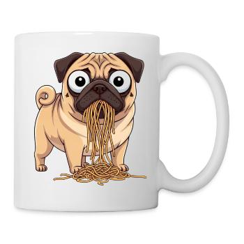 Carlin drôle avec spaghettis Italiens pâtes - Mug blanc - blanc - Droite