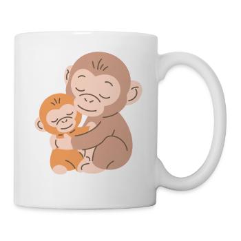 Les singes s’embrassent : Mère et Bébé - Mug blanc - blanc - Droite