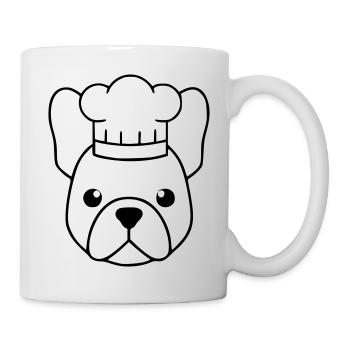 Frenchie Chef's Hat Head Outline - Mug - white - Right