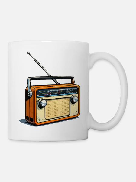 Retro Orange Radio - Tasse - Weiß