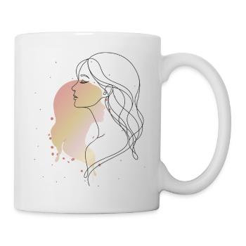 Woman Portrait Line Art Illustration - Mug - white - Right