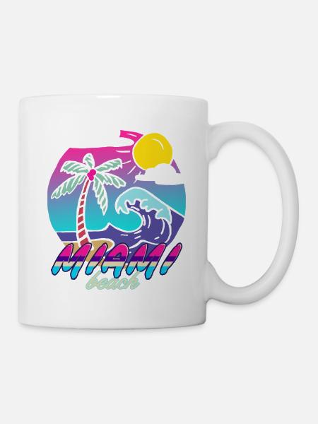 Miami Beach Palmenwelle - Tasse - Weiß