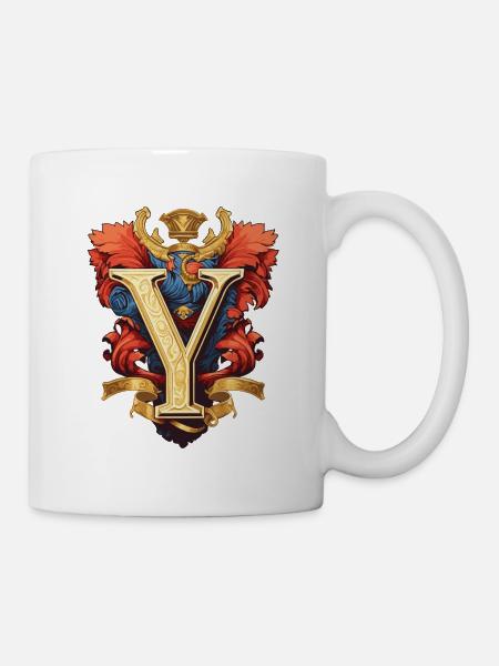 Y Buchstabe Name Krone - Tasse - Weiß