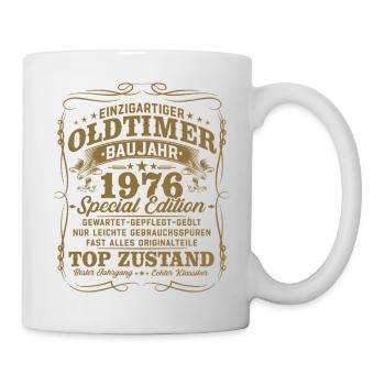 Jahrgang 1976 Oldtimer Geburtstag Geschenk Retro - Tasse - Weiß - Rechts