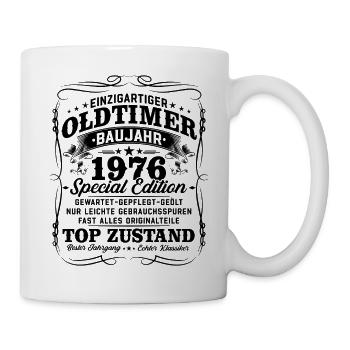 Jahrgang 1976 Oldtimer Geburtstag Geschenk Retro - Tasse - Weiß - Rechts