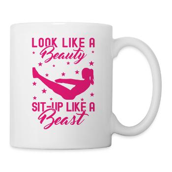 Fitness Fanatics A Beauty Sit-Up Like Beast - Mug - white - Right