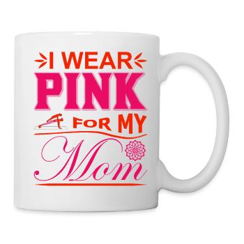 Je porte du rose pour soutenir ma mère contre le cancer du sein - Mug blanc - blanc - Droite