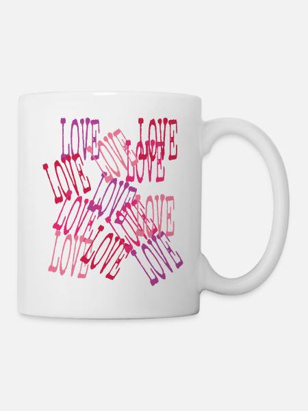 Love Cascading Romantic Lettering - Tasse - Weiß