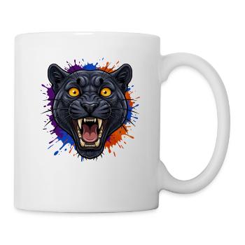Schwarzer Pantherkopf mit Farbklecks - Mug - white - Right