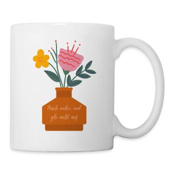 Blumenstrauß Mutspruch Vase - Tasse - Weiß - Rechts