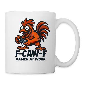 F-Caw-F Gamer At Work Gaming Rooster Humor Funny - Mug - white - Right