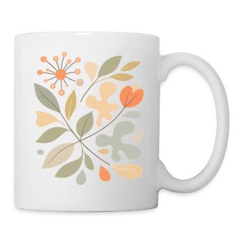 Abstraktes Blumen Muster Illustration - Tasse - Weiß - Rechts