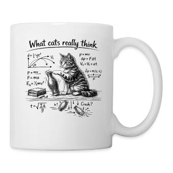 Cat, Physics, What cats really think - Mug - white - Right
