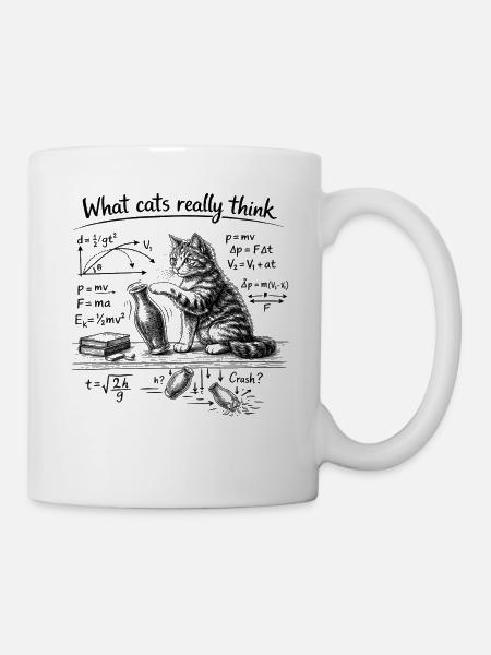 Katze, Physik, What cats really think - Tasse - Weiß