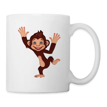 Happy Dancing Monkey Cute Jungle Cartoon Art - Mug - white - Right