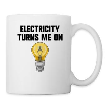 Blague sur la physique : L’électricité m’excite (électricien - Mug blanc - blanc - Droite