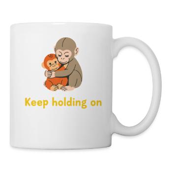 Festhalten: Sanfte Affenumarmung - Tasse - Weiß - Rechts