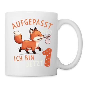 Ich bin 1 – Süßer Fuchs Erster Geburtstag - Tasse - Weiß - Rechts