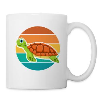 Cute Sea Turtle Retro Sunset Ocean Graphic - Tasse - Weiß - Rechts