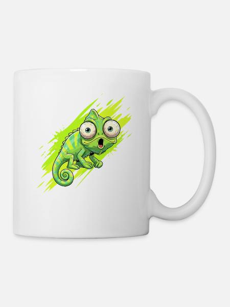 Neon Chamäleon Spritzer - Tasse - Weiß