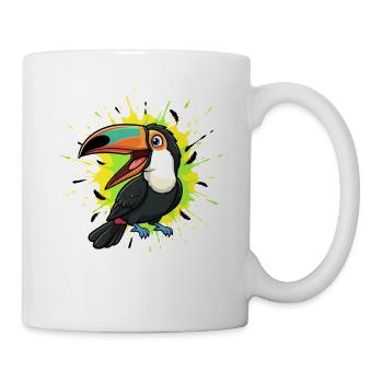 Kunterbunter Tukane Farbsplash - Tasse - Weiß - Rechts