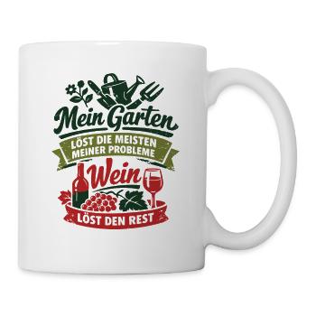 Mon jardin résout mes problèmes - Wine Saying - Mug blanc - blanc - Droite