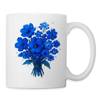 Blaues Blumenbouquet Acryl - Tasse - Weiß - Rechts