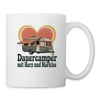  Dauercamper Mit Herz Und Markise Retro Wohnwagen - Tasse - Weiß - Rechts