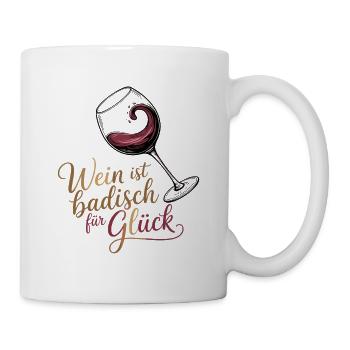Wine is Baden for happiness Baden wine saying - Mug - white - Right