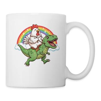 Dinosaure Arc-en-ciel à chevauchage de poulet T-Rex - Mug blanc - blanc - Droite
