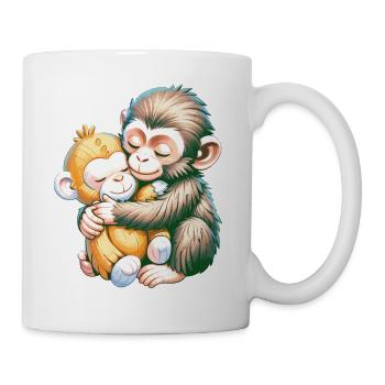 Umarmende Affen umarmen sich - Tasse - Weiß - Rechts
