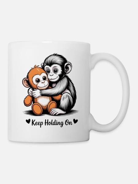 Halt die Affenumarmung fest - Tasse - Weiß