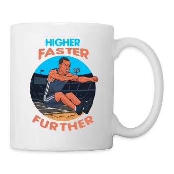 Saut en longueur : Plus haut, plus vite, plus loin - Mug blanc - blanc - Droite