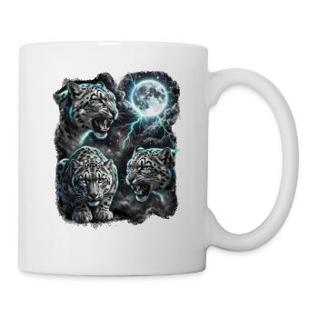 Mondglanz: Drei Schneeleoparden im Sturm - Tasse - Weiß - Rechts