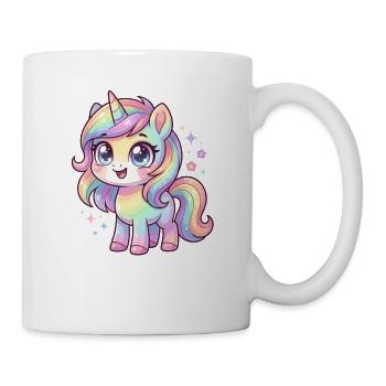 Pastellregen-Einhorn Chibi - Tasse - Weiß - Rechts
