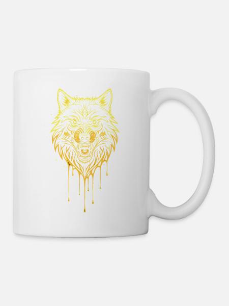 Wolf Kopf Gold Edition - Tasse - Weiß