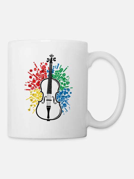 Cello Abstrakte Farbexplosion - Tasse - Weiß