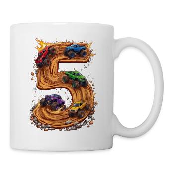 5th Birthday, 5 Year Old Boy, Monster Truck - Mug - white - Right