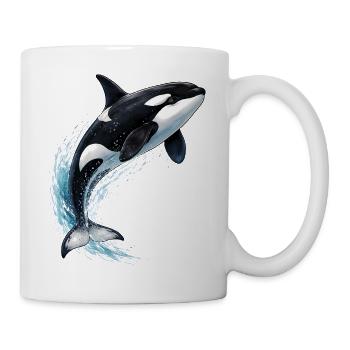 Illustration d’orques sautant hors de la mer - Mug blanc - blanc - Droite