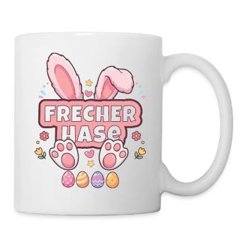 Frecher Hase - Süßes Kawaii Osterhasen - Tasse - Weiß - Rechts
