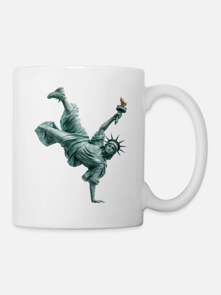 Freiheitsstatue Breakdancing - Tasse - Weiß