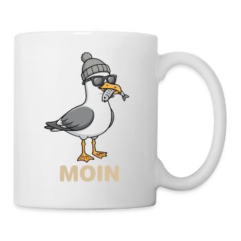 Mouette mouette de la lune avec casquette et poisson dans la bouche - Mug blanc - blanc - Droite
