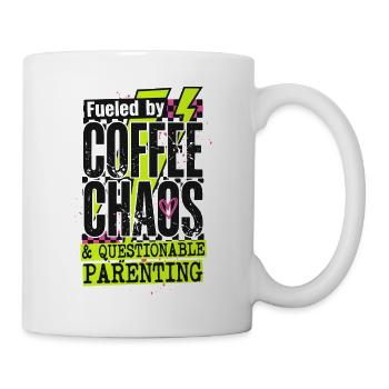 Coffee Chaos Mom Shirt – lustiges Eltern-T-Shirt - Tasse - Weiß - Rechts