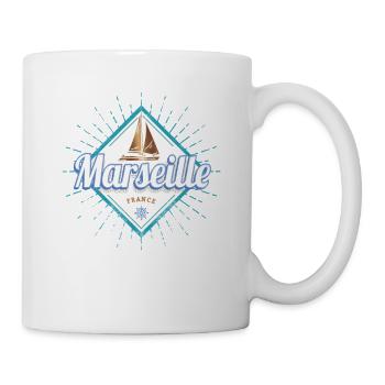Marseille Stadt Frankreich Segelschiff Souvenir - Tasse - Weiß - Rechts
