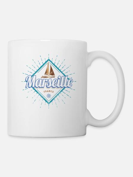 Marseille Stadt Frankreich Segelschiff Souvenir - Tasse - Weiß
